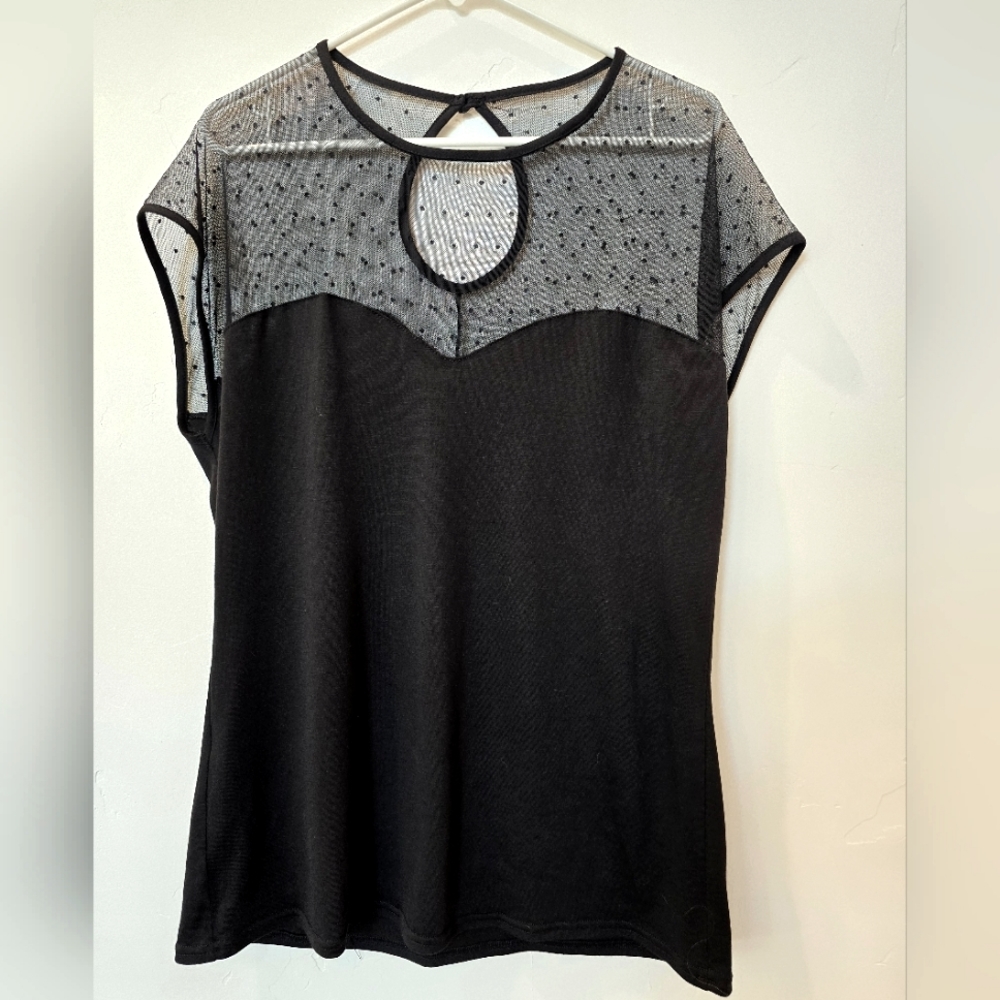 Pinup style polka dot mesh sweetheart neckline top, vintage inspired classic